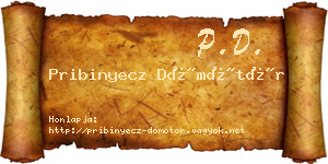 Pribinyecz Dömötör névjegykártya